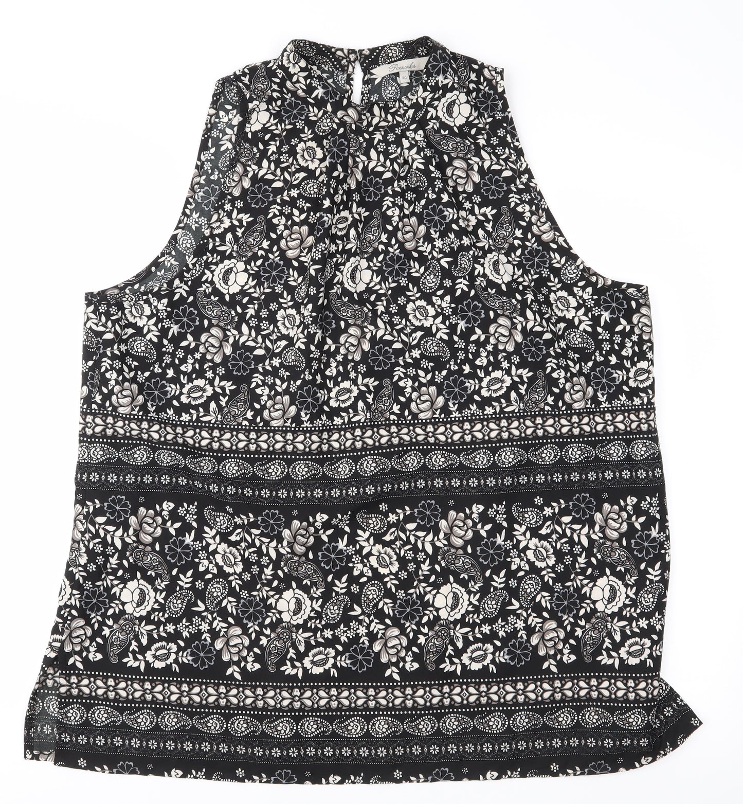 Peacocks Womens Black Paisley  Basic Blouse Size 20
