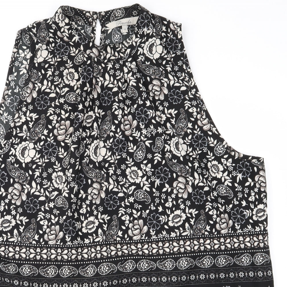 Peacocks Womens Black Paisley  Basic Blouse Size 20