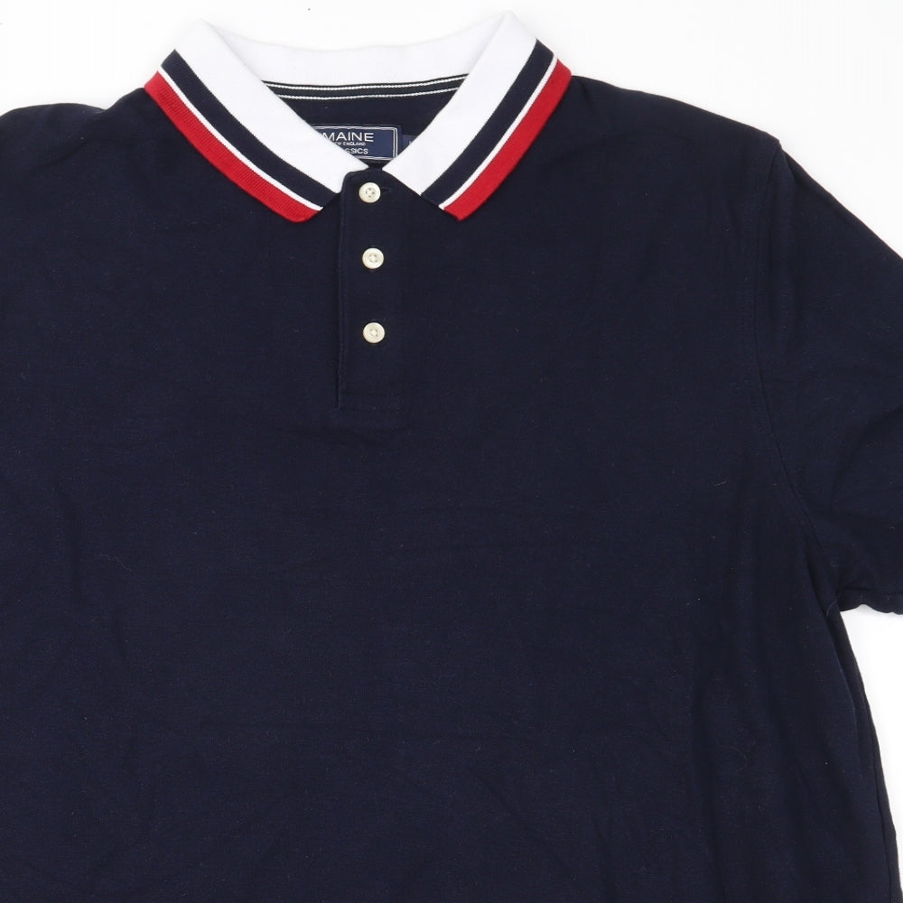 Maine Mens Blue    Polo Size L