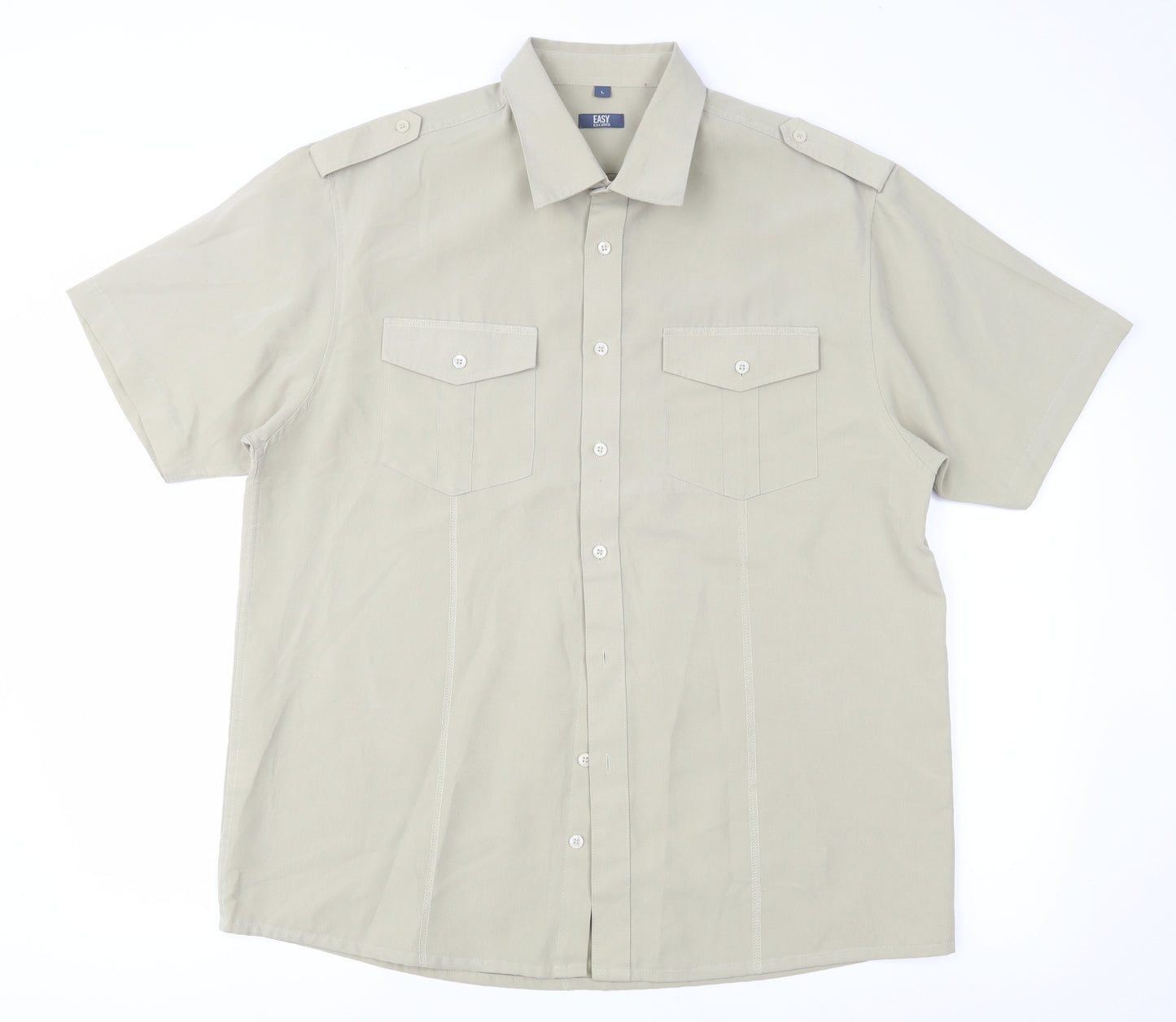 Easy Mens Beige    Button-Up Size L