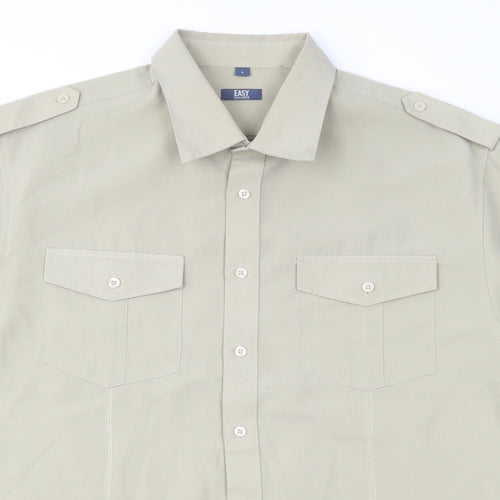 Easy Mens Beige    Button-Up Size L