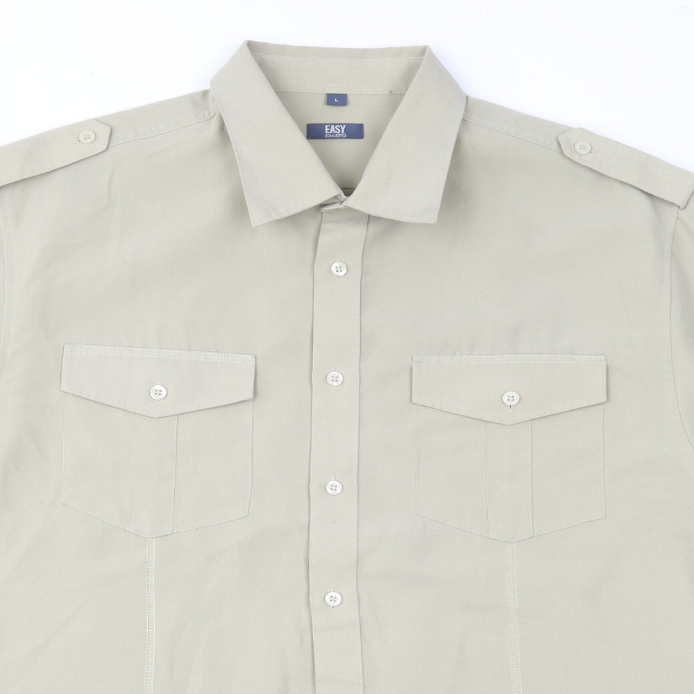 Easy Mens Beige    Button-Up Size L