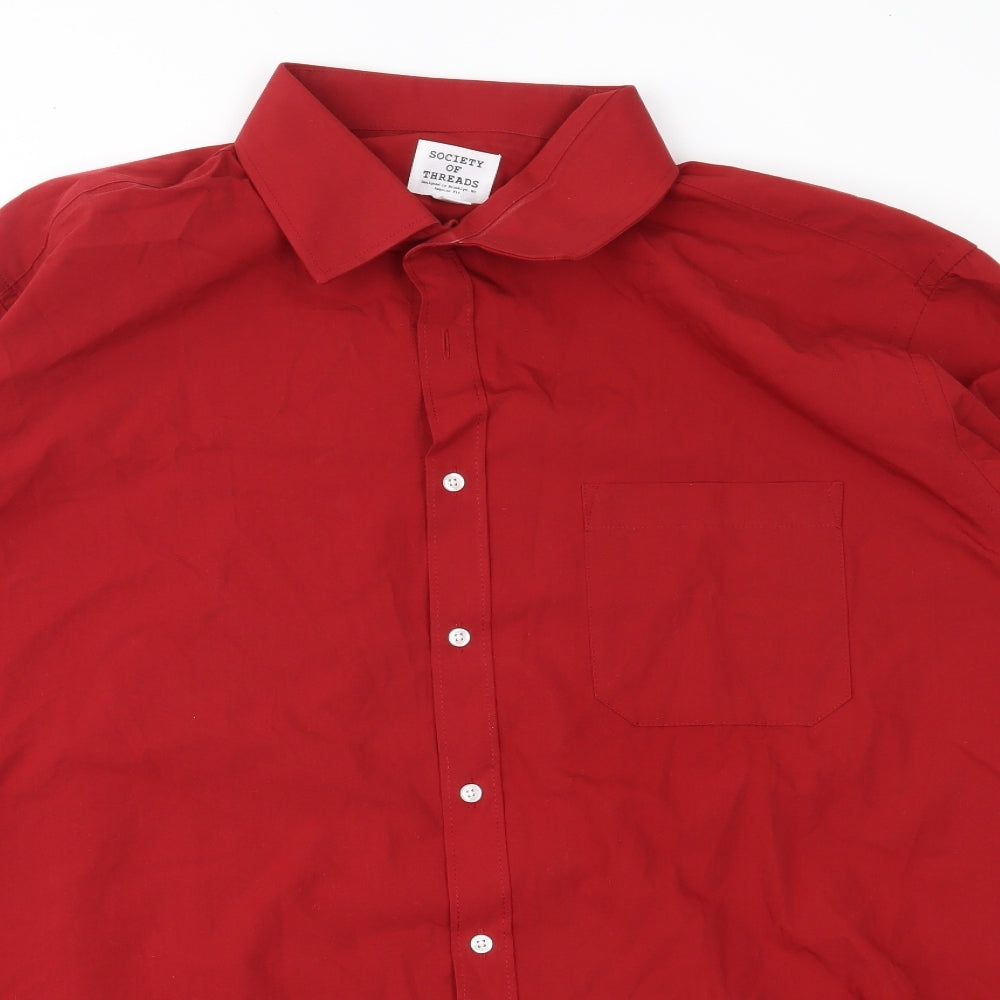 Society of Threads Mens Red    Button-Up Size 44