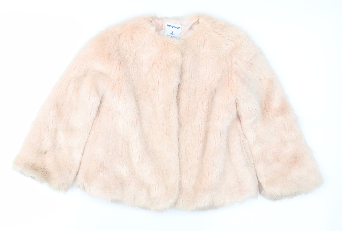 Mayoral Girls Pink   Jacket Coat Size 5 Years  - faux