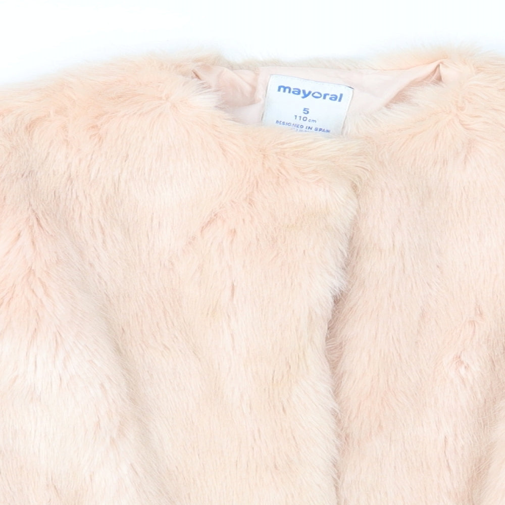 Mayoral Girls Pink   Jacket Coat Size 5 Years  - faux