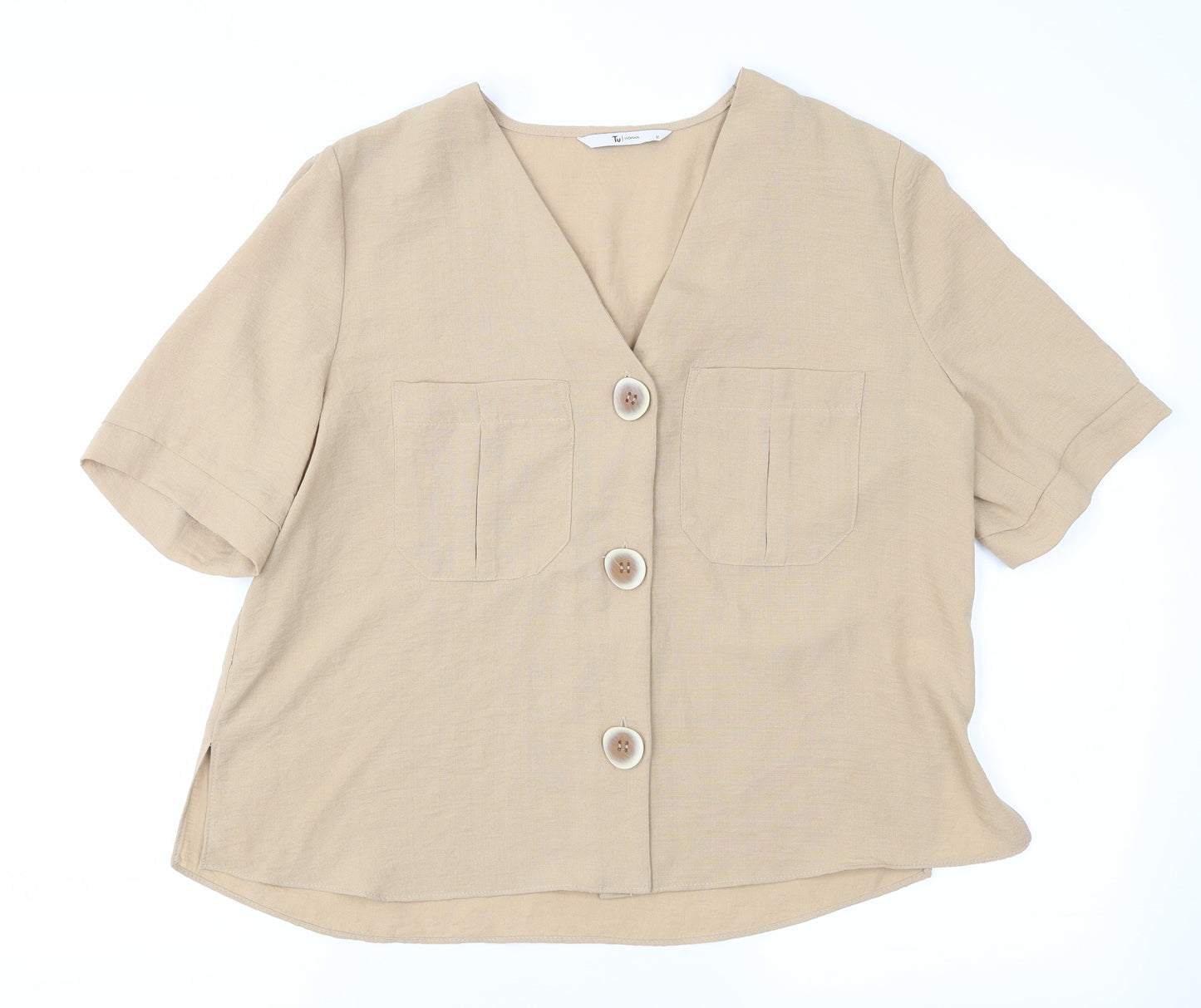 tu  Womens Beige   Basic Blouse Size 12