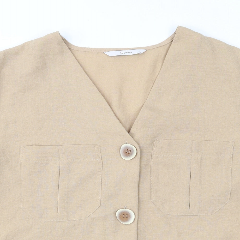 tu  Womens Beige   Basic Blouse Size 12