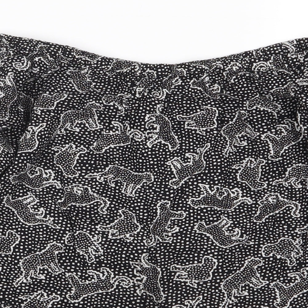 F&F Girls Black Animal Print  Basic Blouse Size 5-6 Years