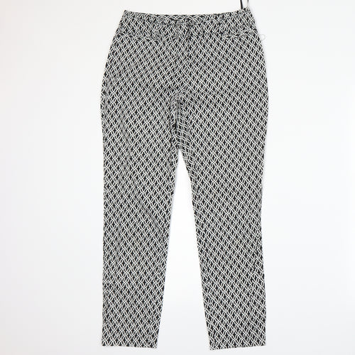 Dunnes Womens White Geometric  Trousers  Size 8 L26 in