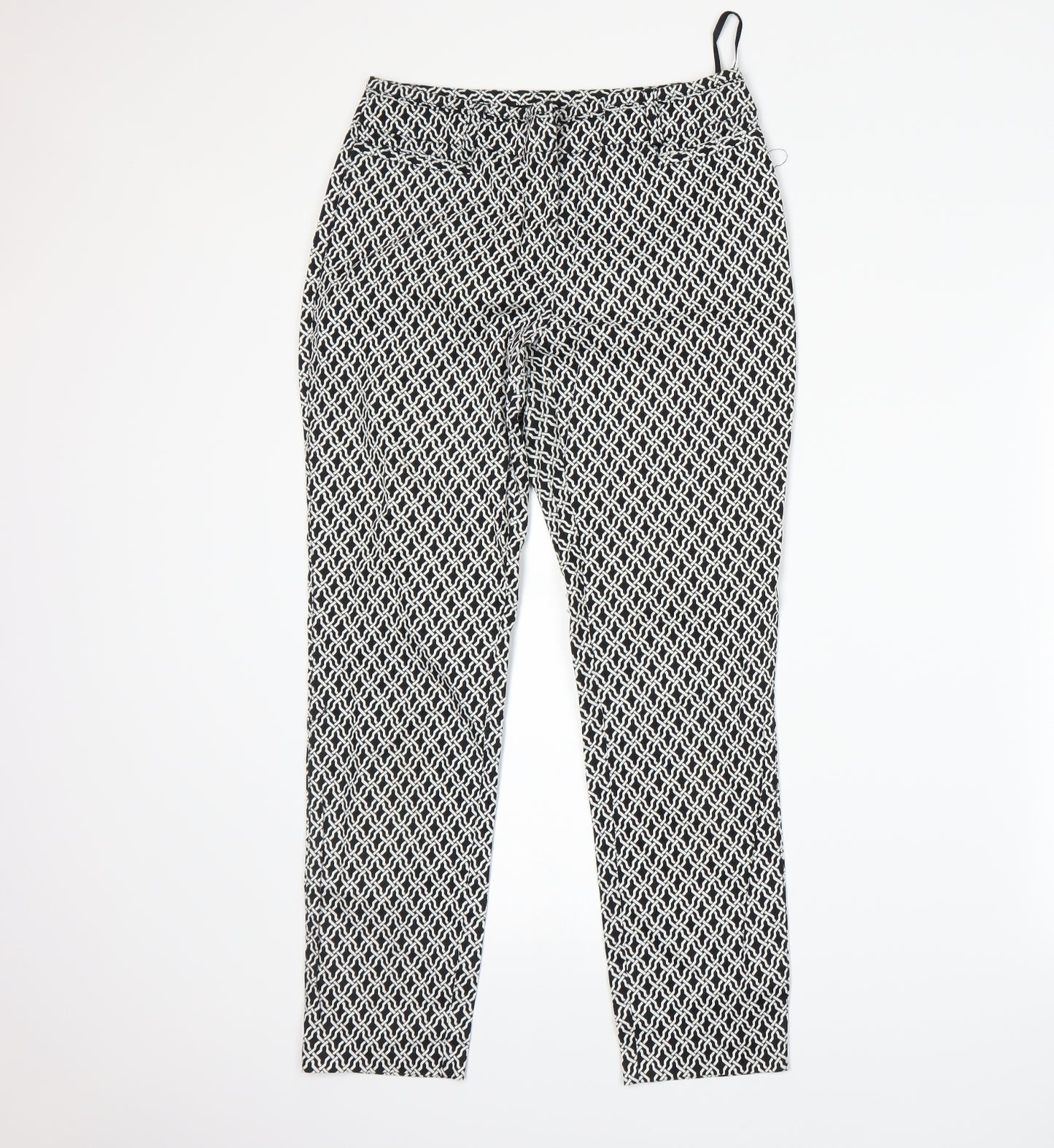 Dunnes Womens White Geometric  Trousers  Size 8 L26 in