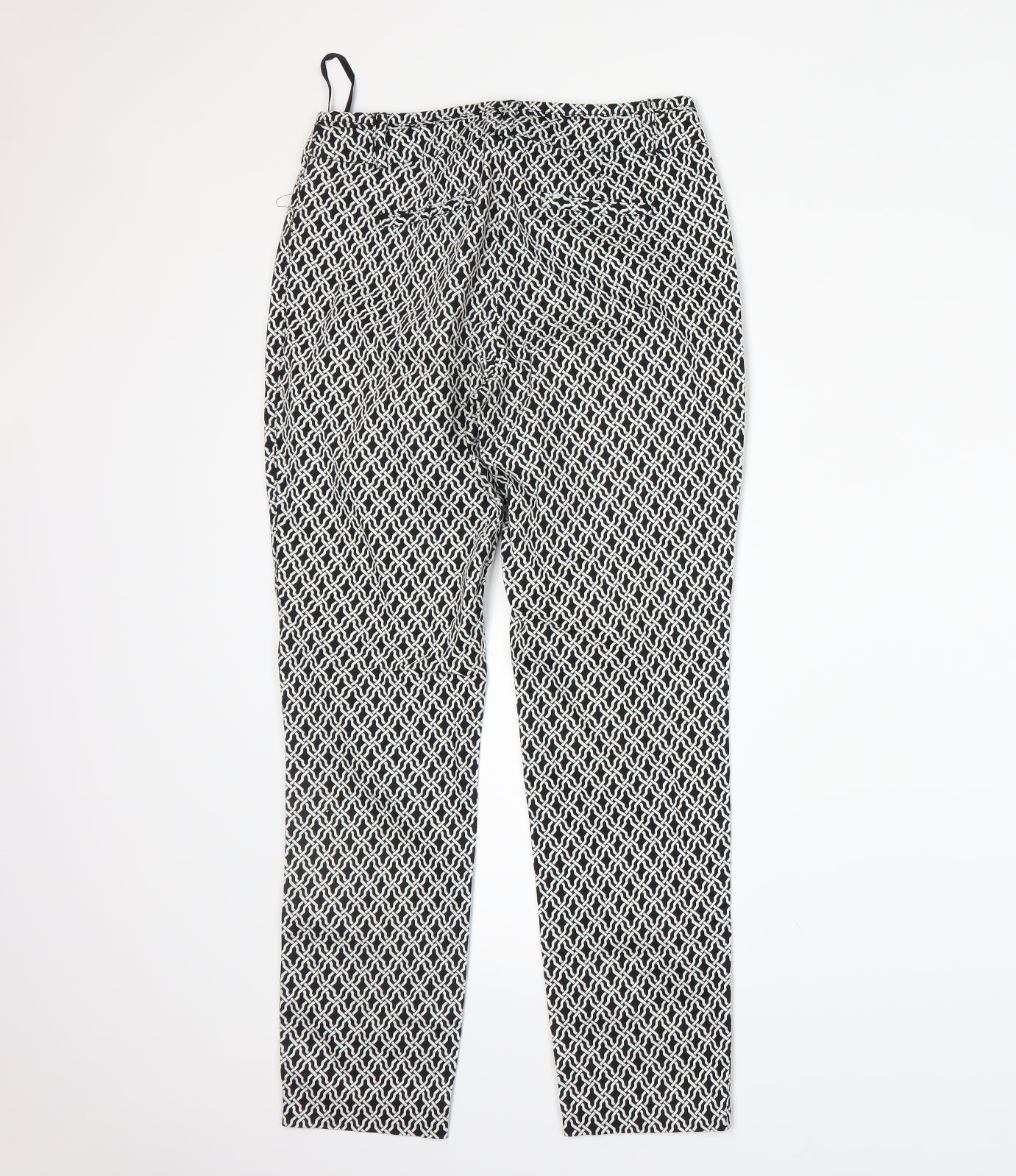 Dunnes Womens White Geometric  Trousers  Size 8 L26 in