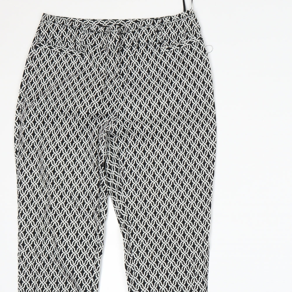 Dunnes Womens White Geometric  Trousers  Size 8 L26 in
