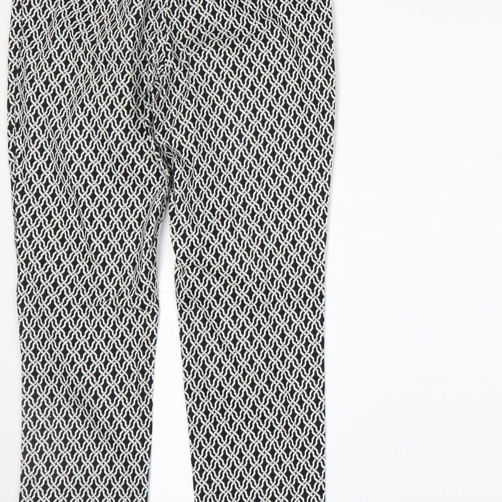 Dunnes Womens White Geometric  Trousers  Size 8 L26 in