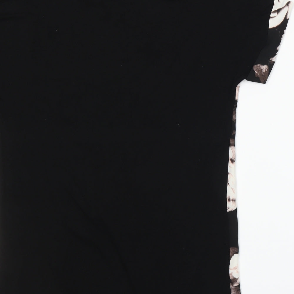 Papaya Womens Black Floral  Basic T-Shirt Size 10