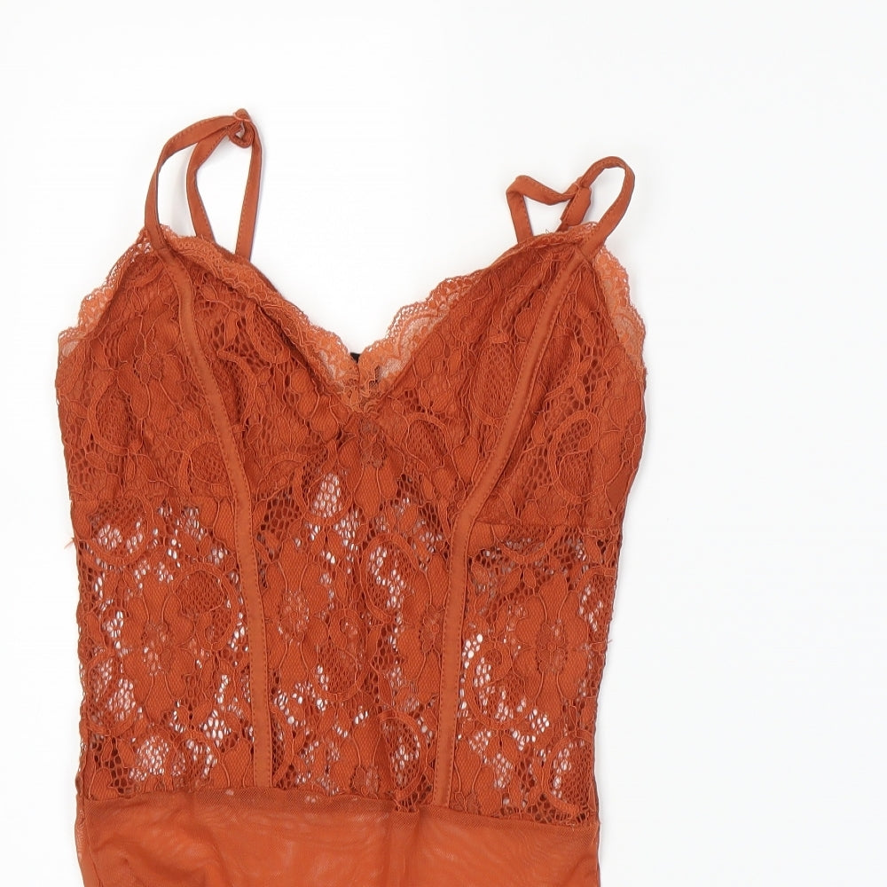 New Look Womens Orange   Bodysuit One-Piece Size 10