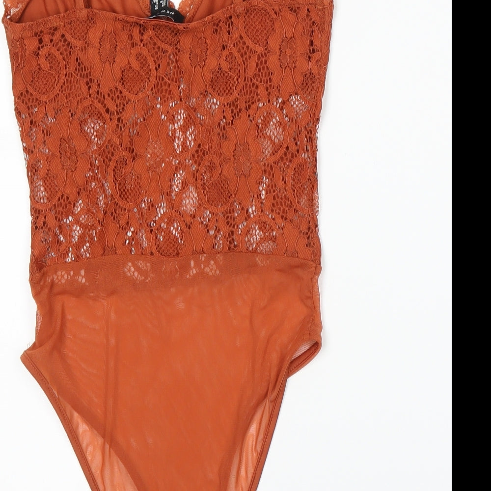 New Look Womens Orange   Bodysuit One-Piece Size 10