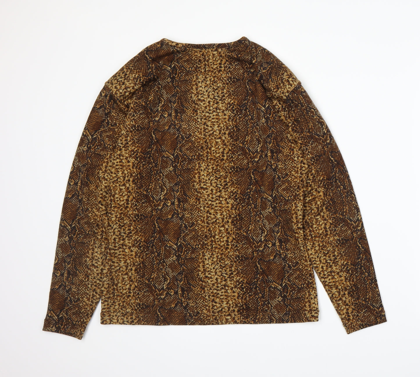 Preworn Womens Brown Animal Print Knit Basic T-Shirt Size L