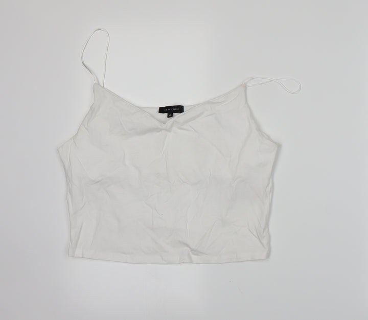 New Look Womens White Cropped T-Shirt Size 16