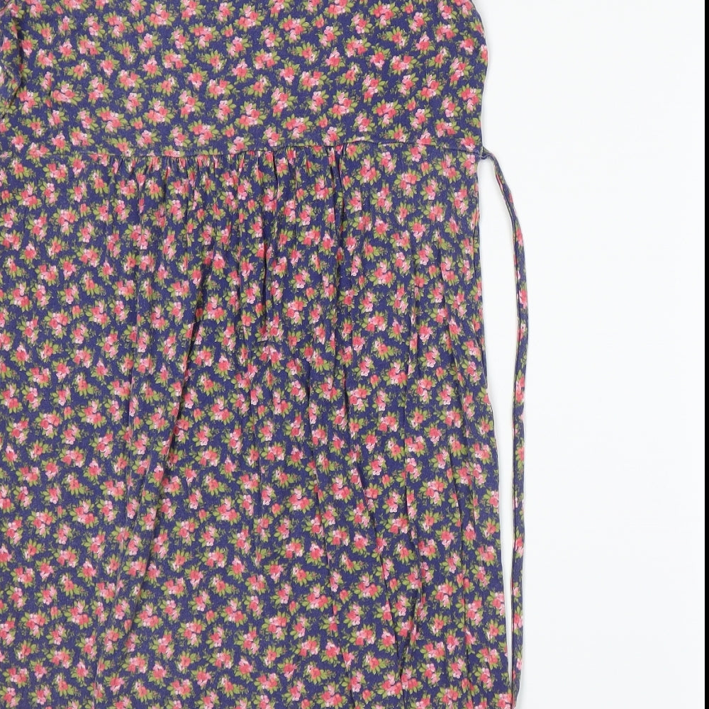 George Womens Blue Floral Jersey A-Line  Size 14