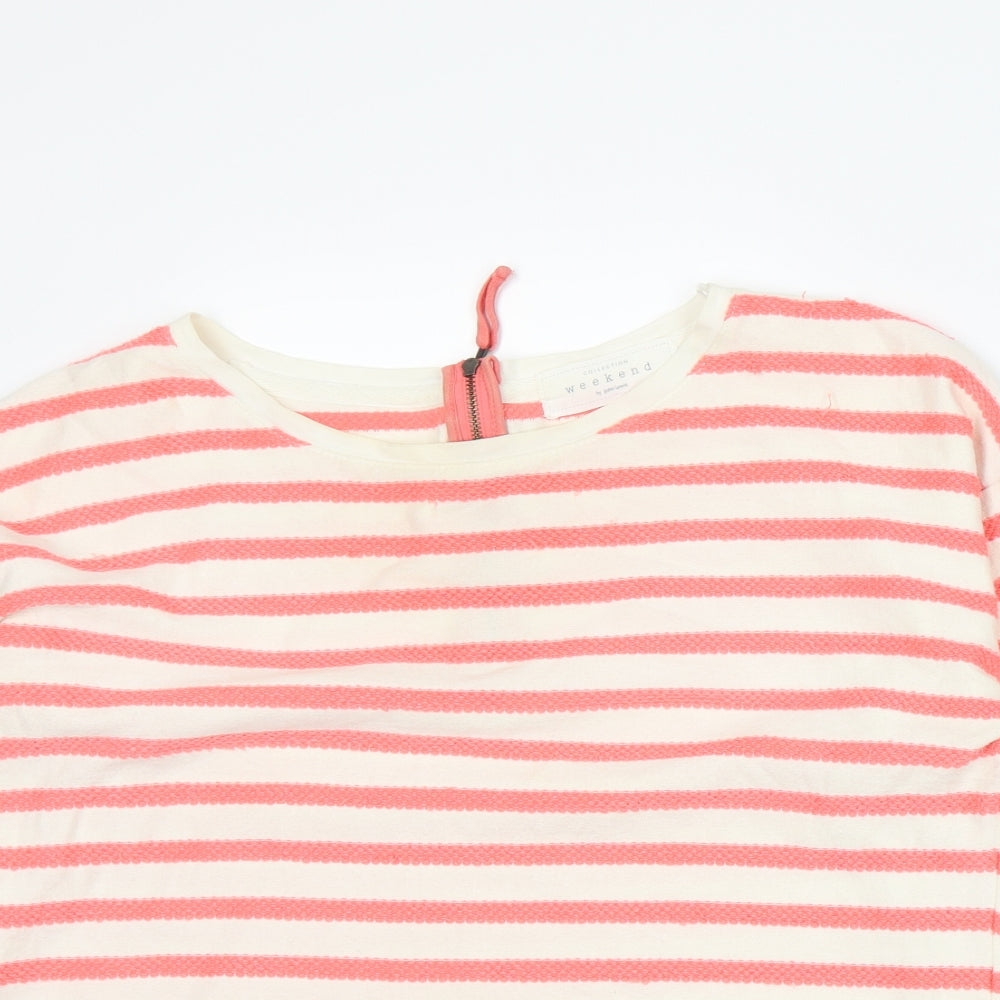 John Lewis Womens Pink Striped  Basic T-Shirt Size 14