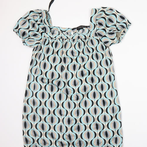 Dorothy Perkins Womens Blue Geometric  Basic Blouse Size 16