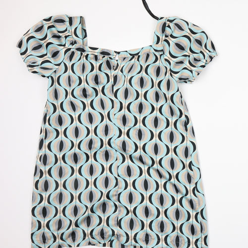 Dorothy Perkins Womens Blue Geometric  Basic Blouse Size 16