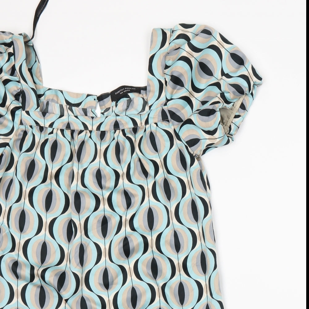 Dorothy Perkins Womens Blue Geometric  Basic Blouse Size 16