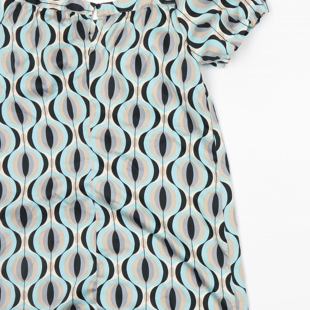 Dorothy Perkins Womens Blue Geometric  Basic Blouse Size 16