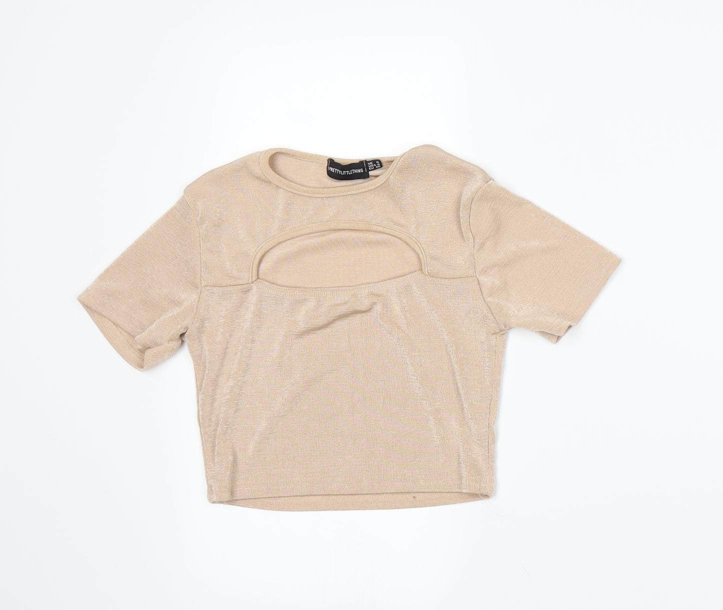PRETTYLITTLETHING Womens Beige   Basic T-Shirt Size 8