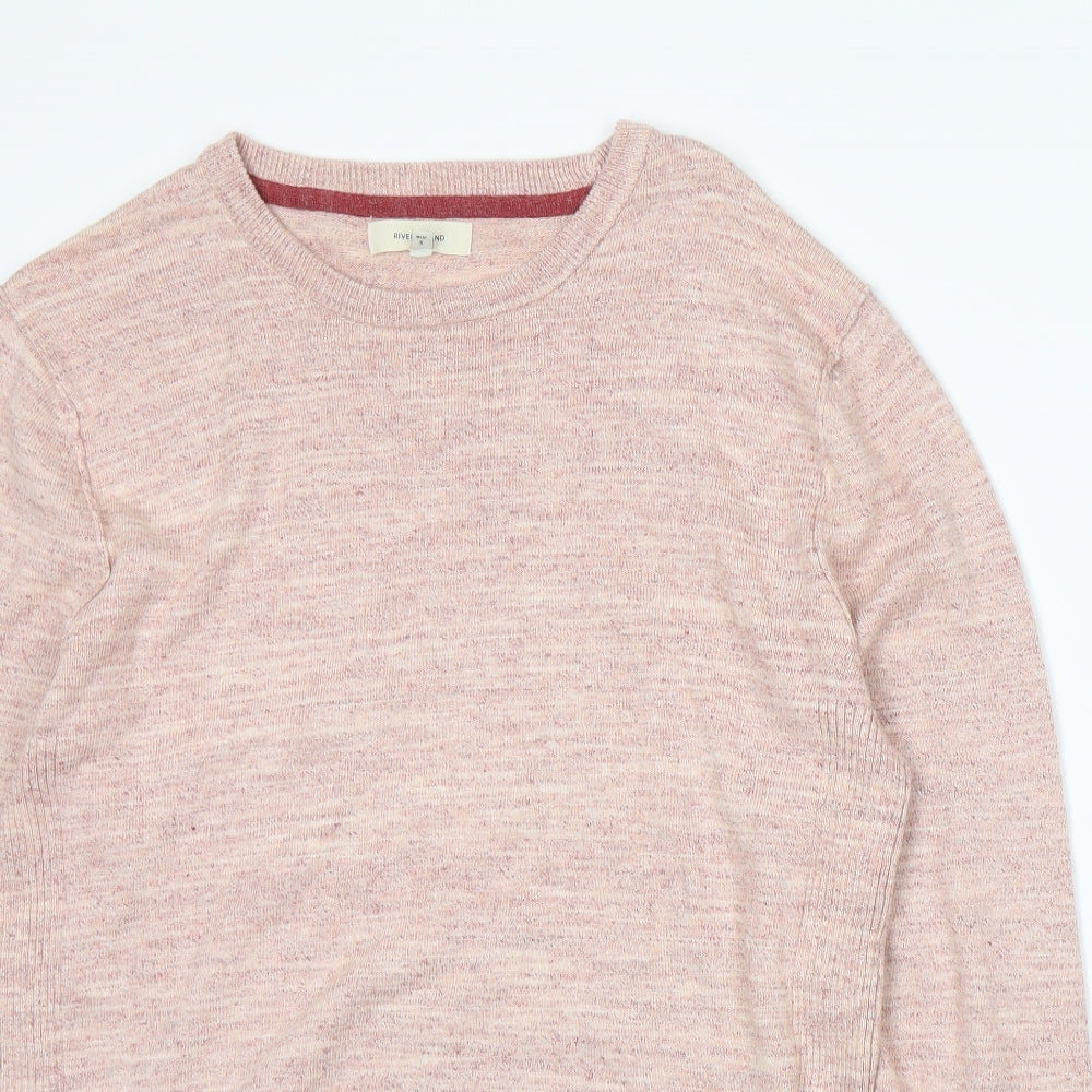 River Island Mens Pink  Knit Pullover Jumper Size M