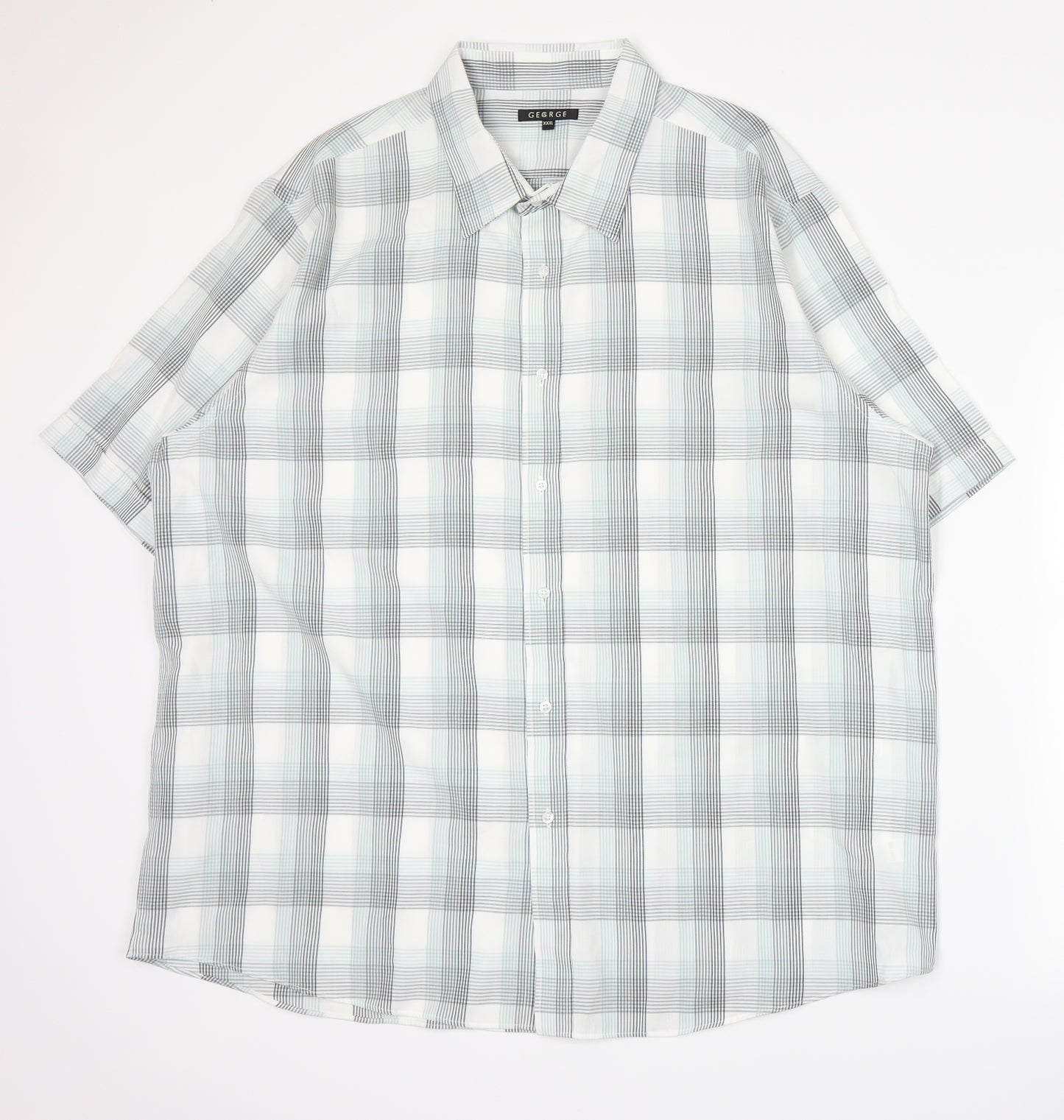 George Mens White Plaid   Button-Up Size 3XL