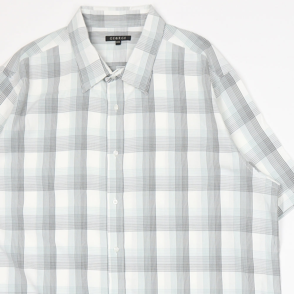 George Mens White Plaid   Button-Up Size 3XL