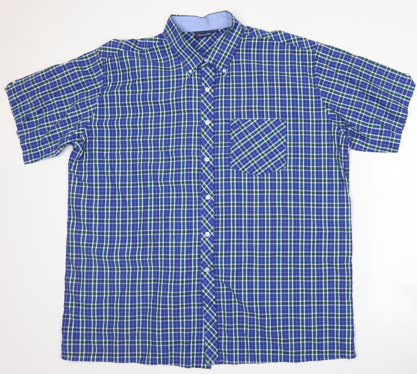 Espionage Mens Blue Plaid   Button-Up Size 3XL