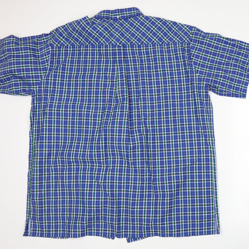 Espionage Mens Blue Plaid   Button-Up Size 3XL