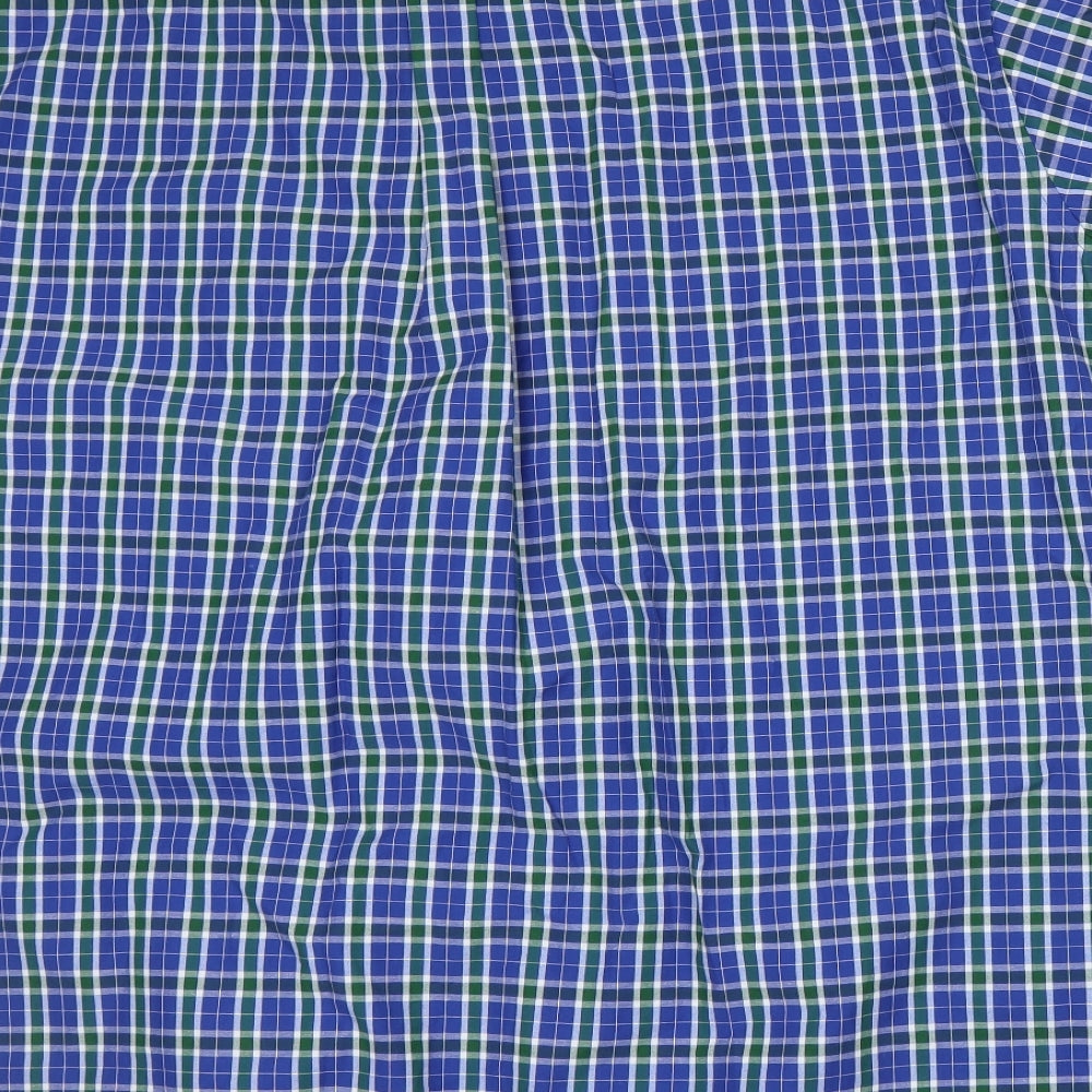 Espionage Mens Blue Plaid   Button-Up Size 3XL