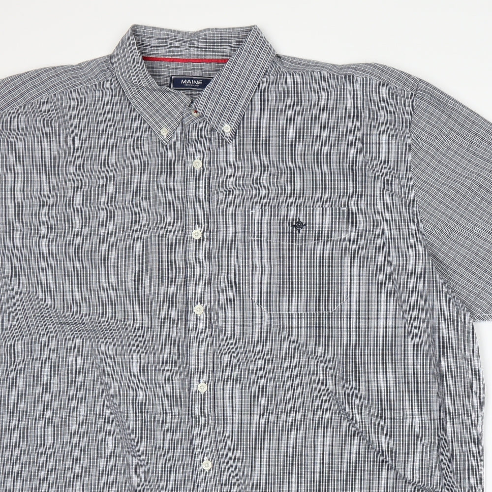 Mine New England Mens Grey Plaid   Button-Up Size 3XL