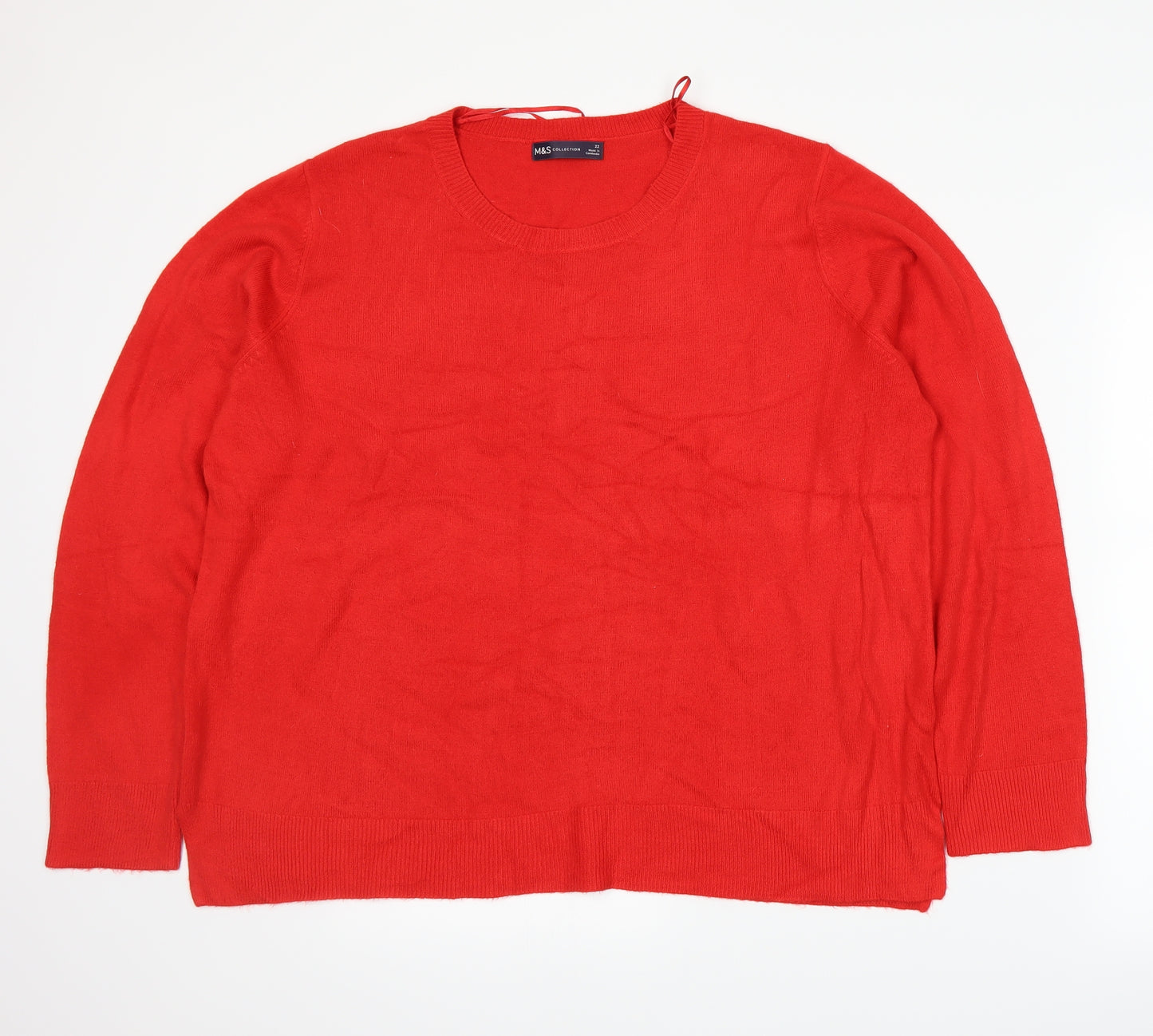 Marks and Spencer Womens Red  Knit Pullover Jumper Size 22