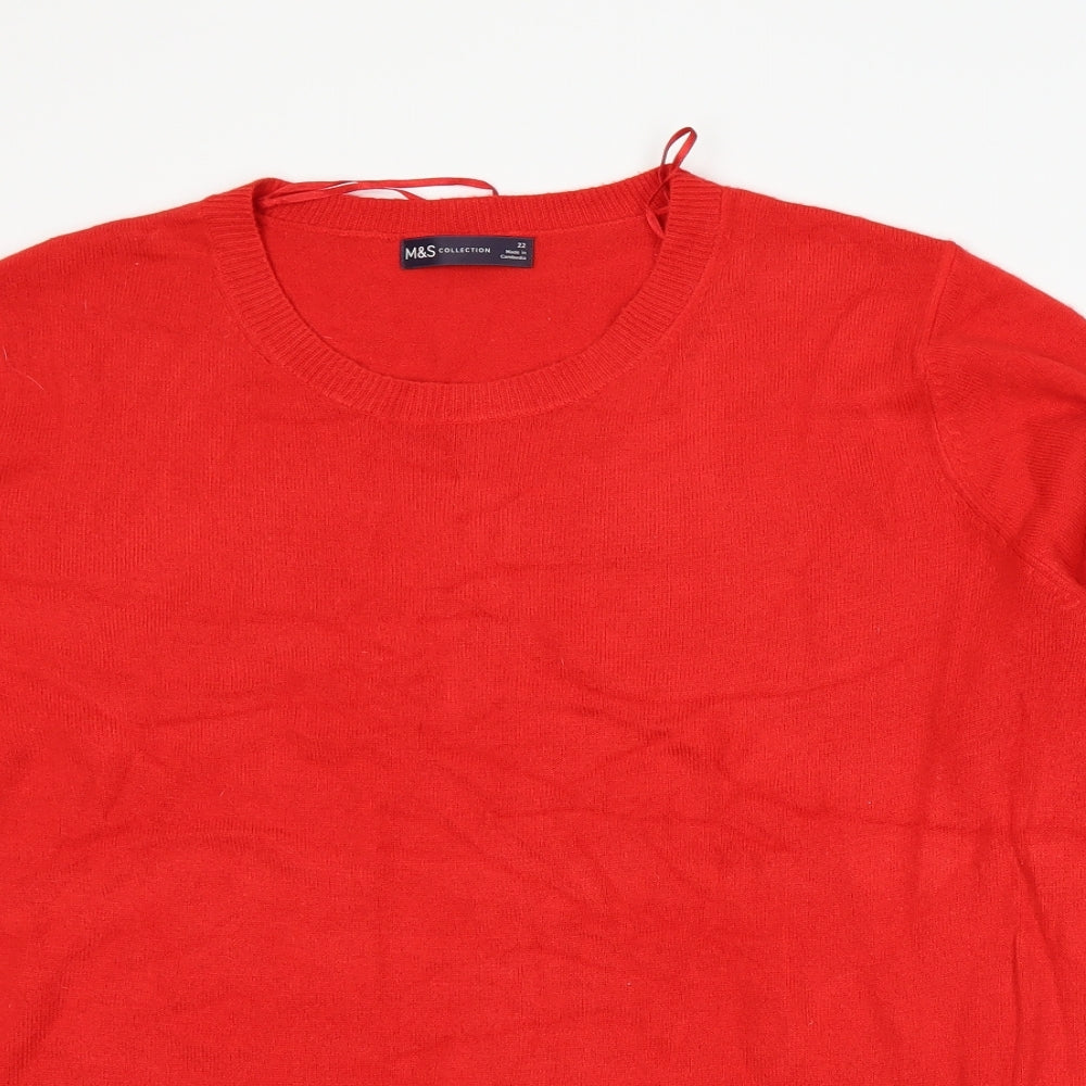 Marks and Spencer Womens Red  Knit Pullover Jumper Size 22