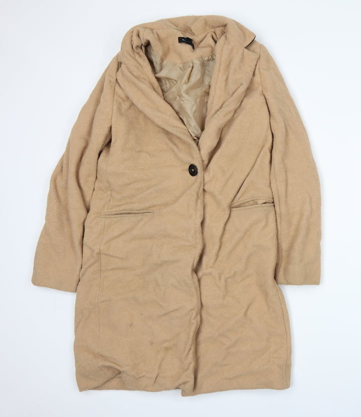 New Look Womens Beige Overcoat Coat Size 10