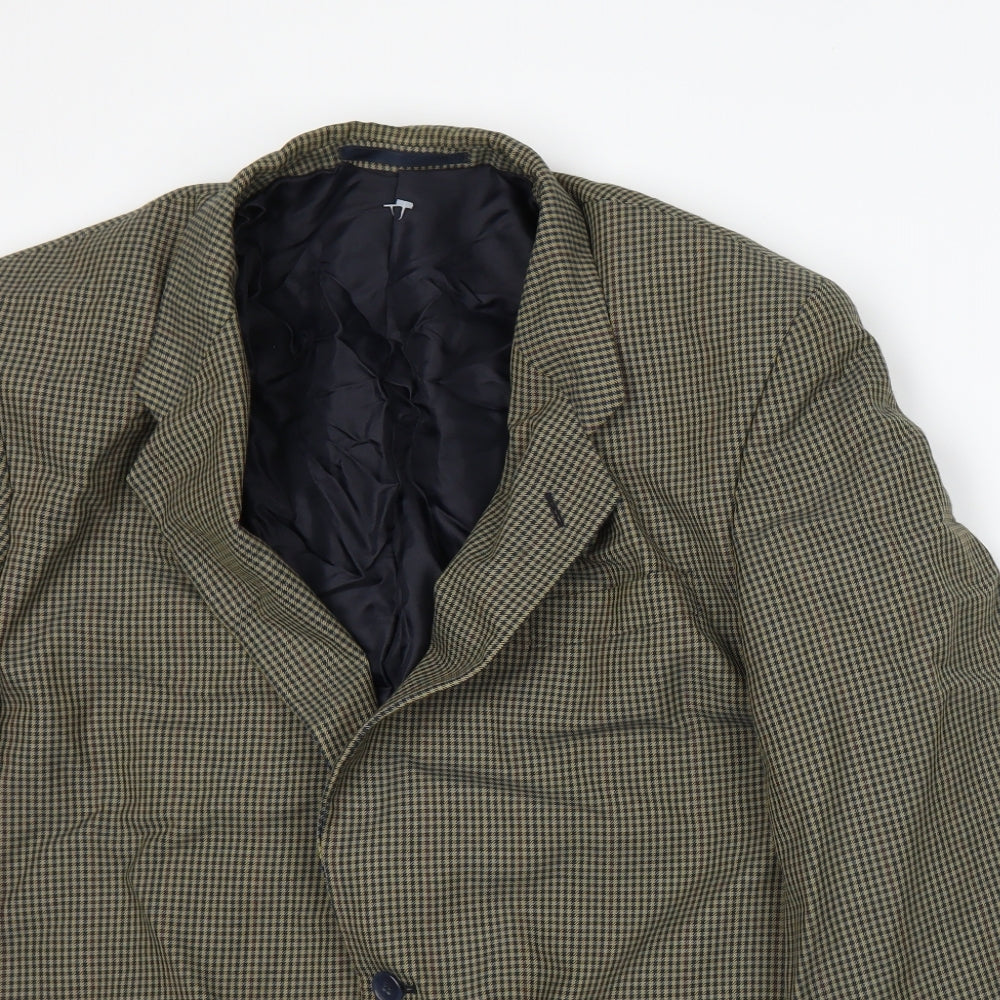 Preworn Mens Beige Houndstooth  Jacket Suit Jacket Size XL