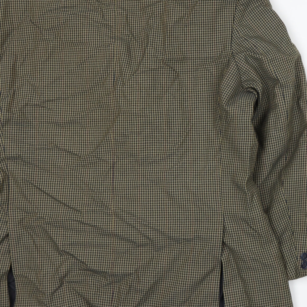 Preworn Mens Beige Houndstooth  Jacket Suit Jacket Size XL