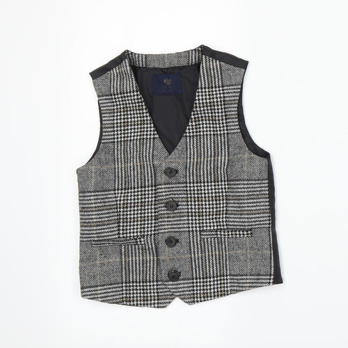 NEXT Boys Grey Plaid  Jacket Waistcoat Size 5 Years