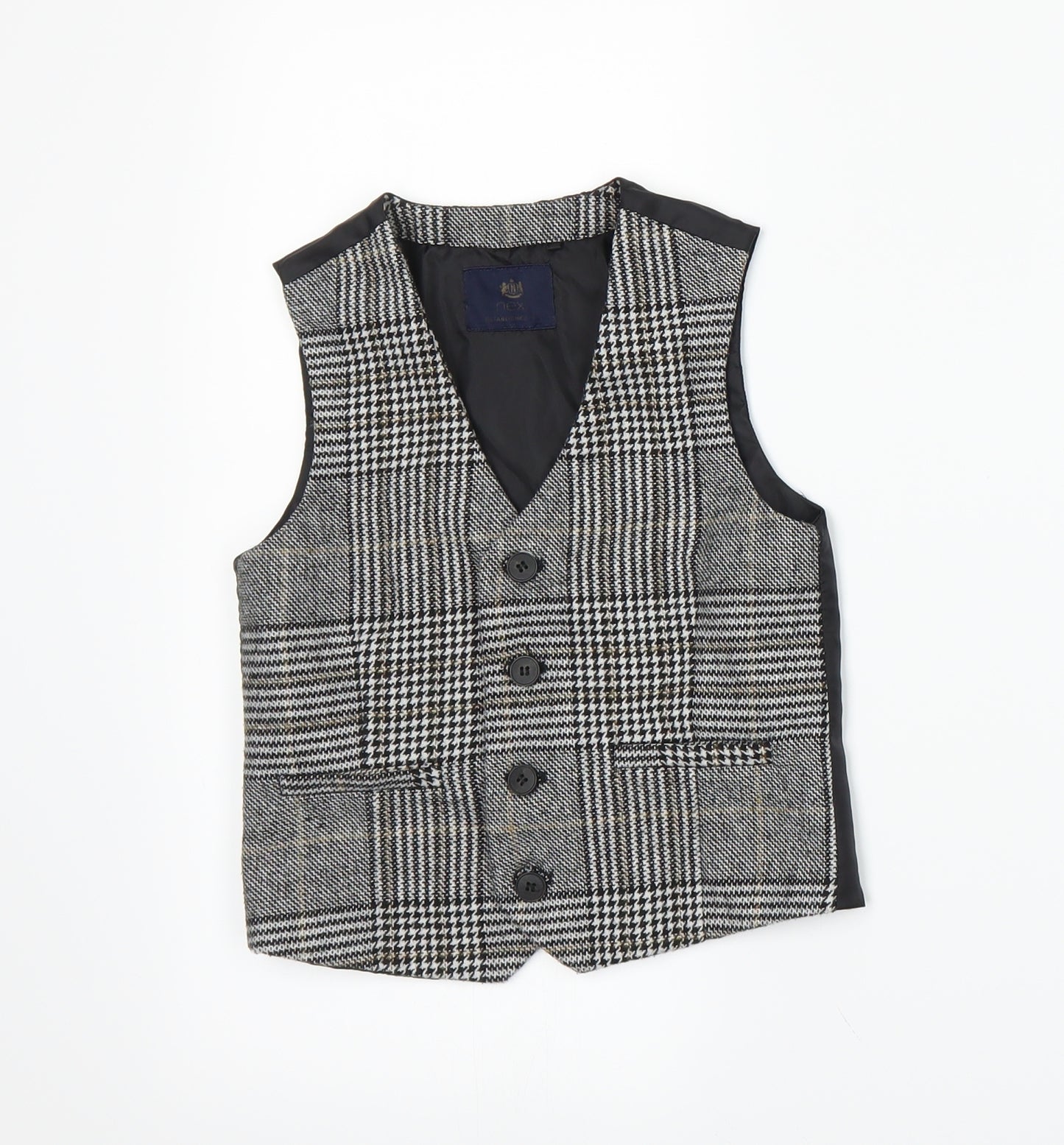 NEXT Boys Grey Plaid  Jacket Waistcoat Size 5 Years