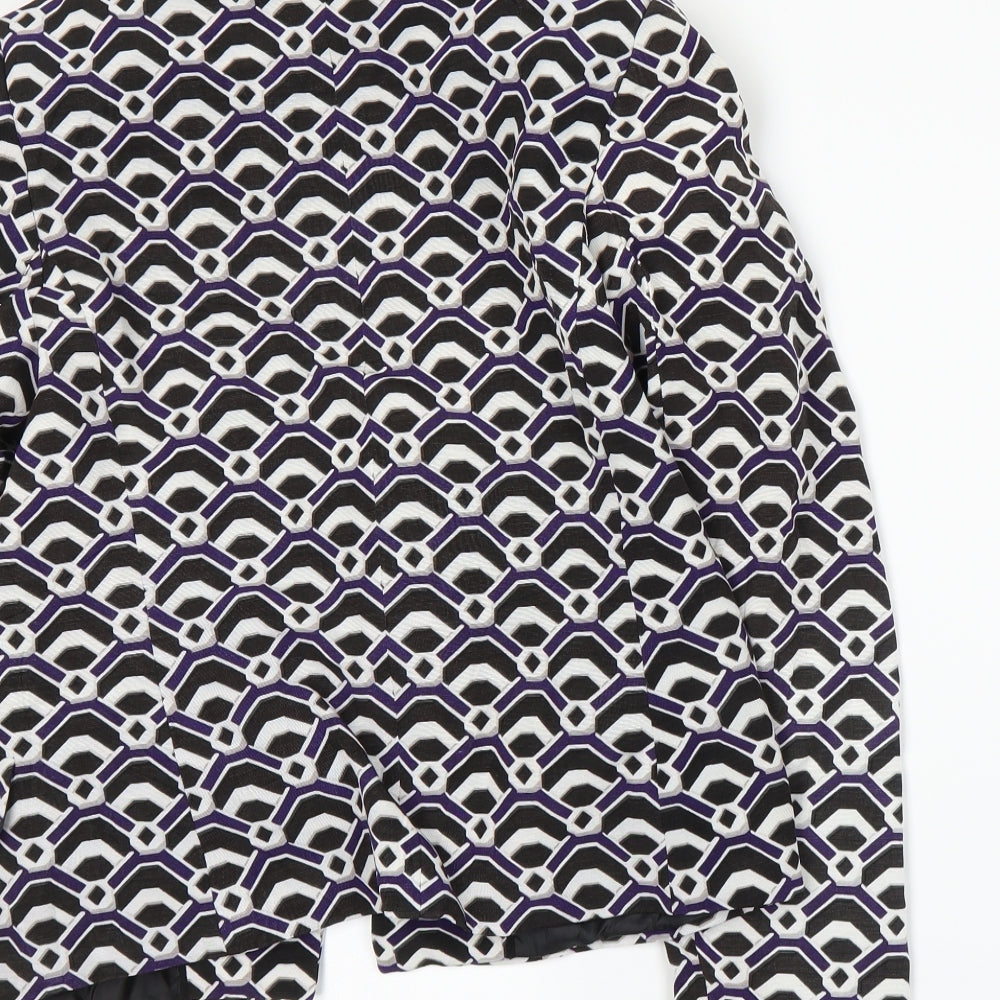 NEXT Womens Purple Geometric  Jacket Suit Jacket Size 8