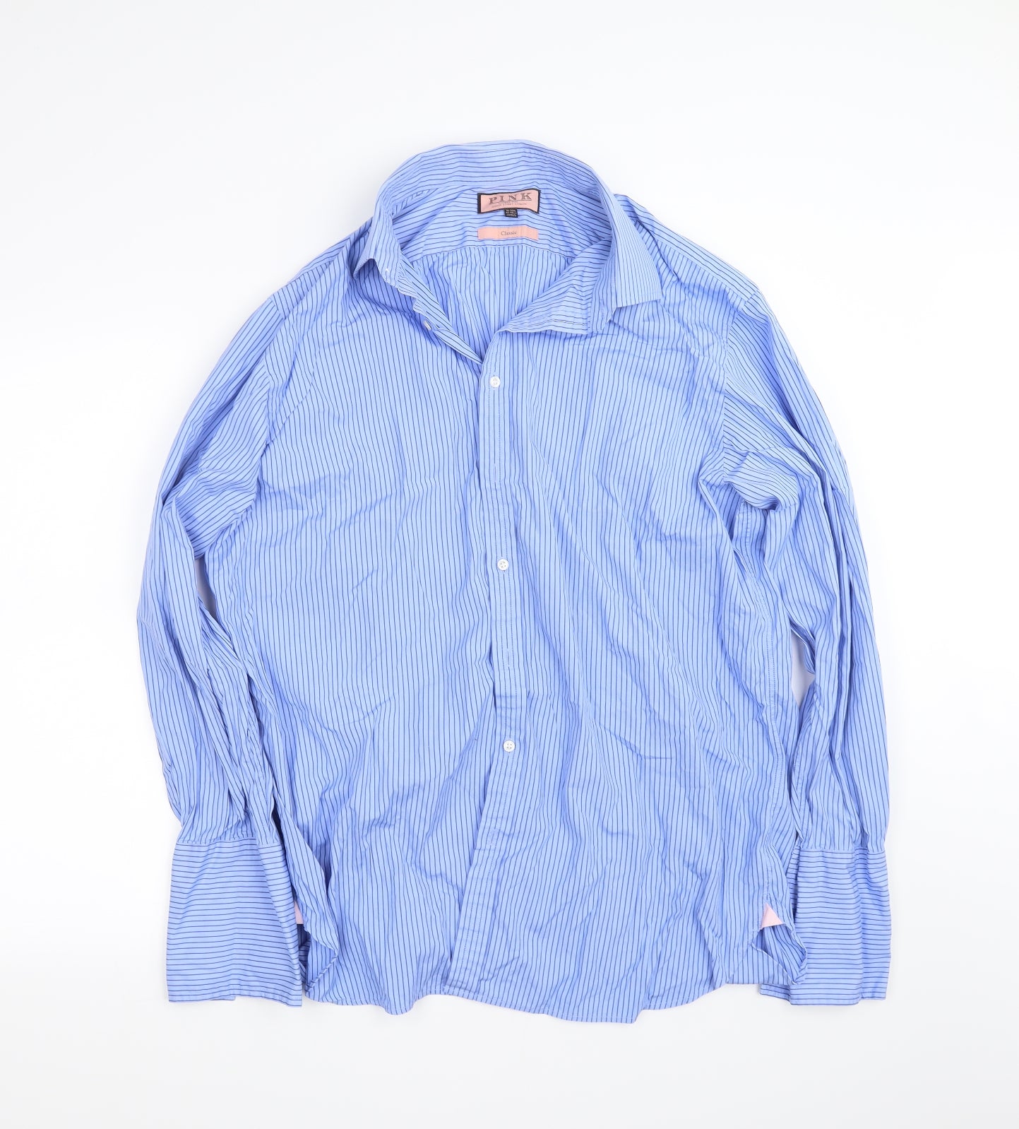 pink  Mens Blue    Button-Up Size 18