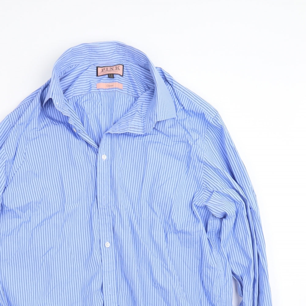 pink  Mens Blue    Button-Up Size 18