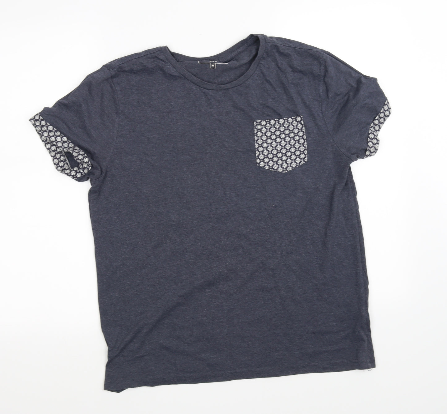 NEXT Mens Grey Houndstooth   T-Shirt Size M