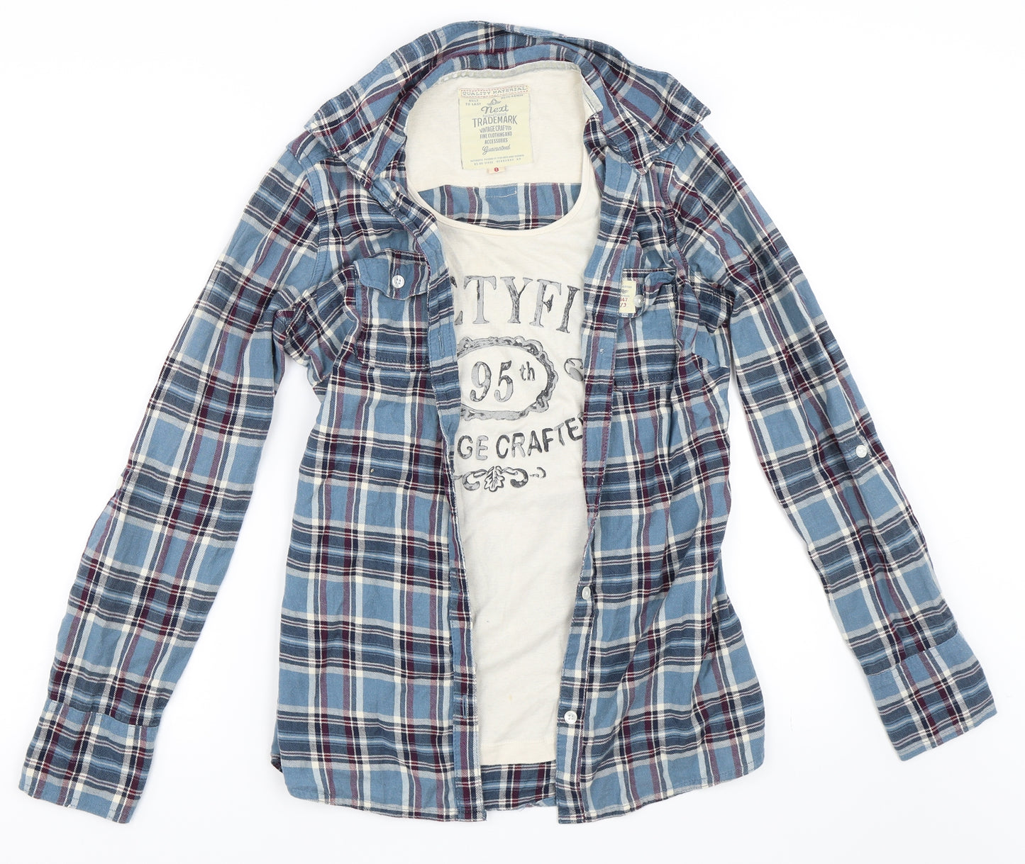 NEXT Womens Blue   Basic Button-Up Size 8