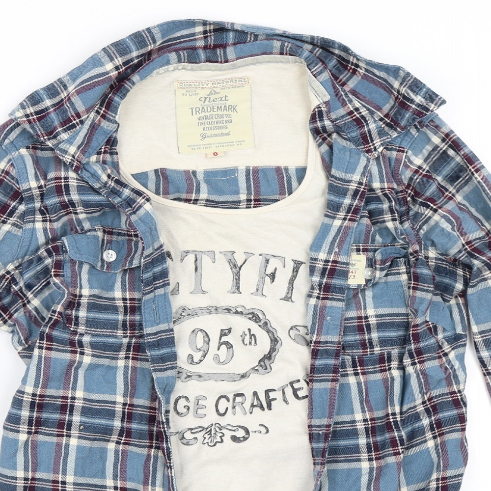 NEXT Womens Blue   Basic Button-Up Size 8