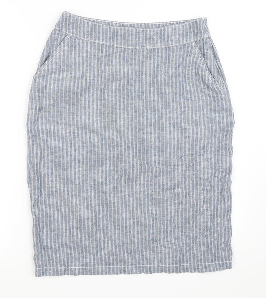 Front view of Bonmarché women’s blue straight & pencil skirt, size UK 10